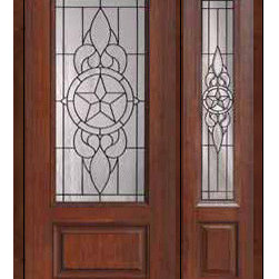 Prehung Side light Door 80 Fiberglass Brazos 1 Panel 3/4 Lite Glass - Front Doors