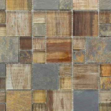 11.75"x11.75" Davies Mixed Mosaic Tile Sheet, Brown