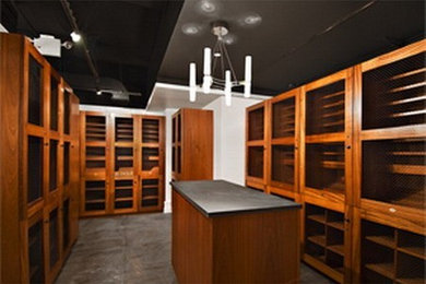 Example of a trendy wine cellar design in New York