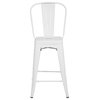 Edgemod Trattoria 24" High Back Counter Stool, Set of 4, White