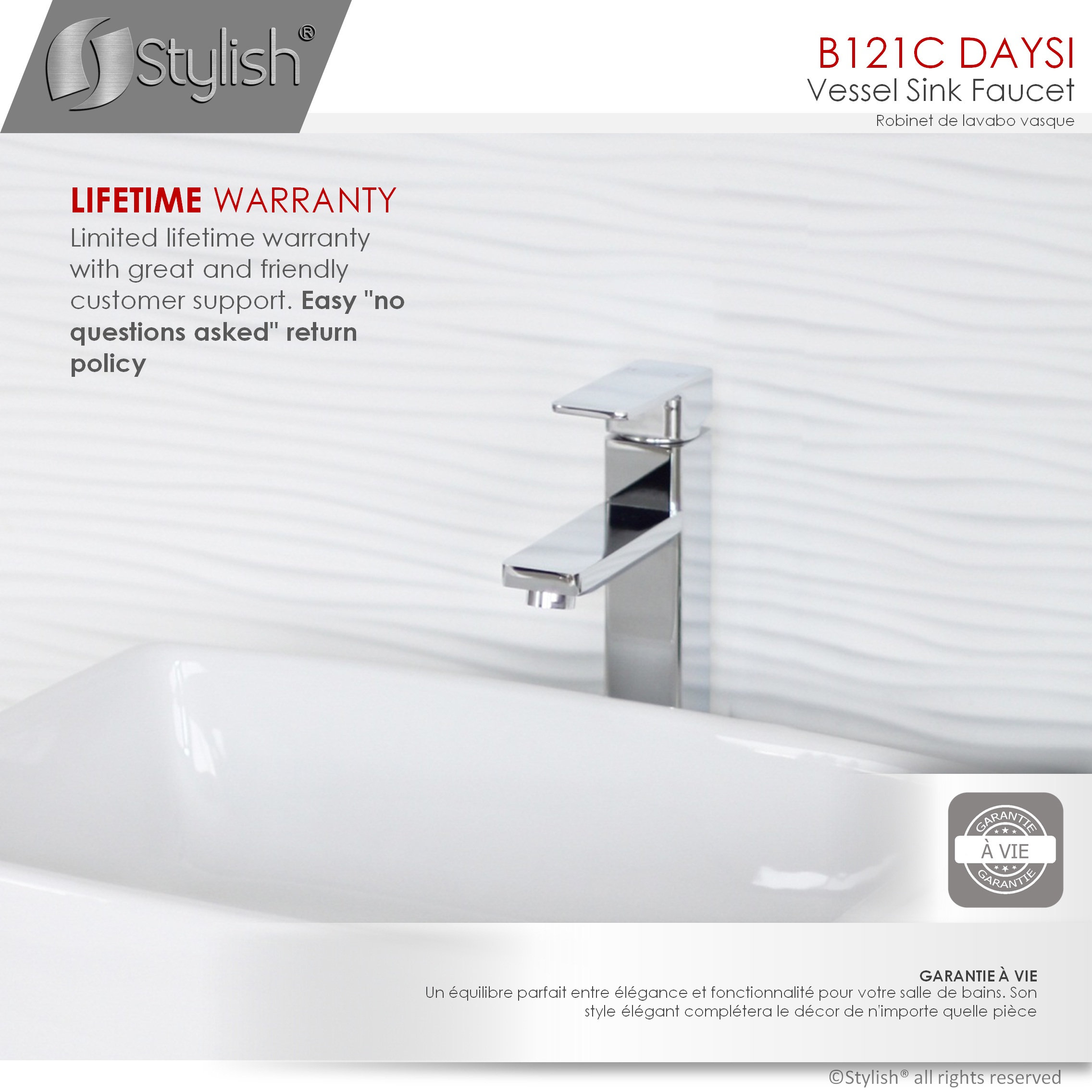 STYLISH Vessel Sink Single Hole Bathroom Faucet, Polished Chrome