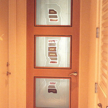 Interior Glass Doors with Obscure Frosted Glass - Triptic Center-3 panels