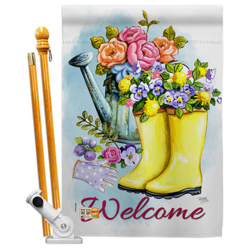 Spring Shower House Flag Set Double-Sided 28x40