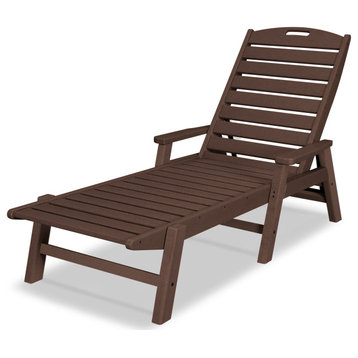 Polywood Nautical Chaise With Arms, Mahogany
