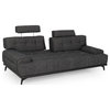 Simone Fabric Sofa With Adjustable Back Rest, Dark Grey