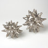 Luxe Matte Silver Spiked Ceramic Ball 7" Sea Urchin Decorative Sculpture