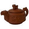 Chinese Brown Yixing Zisha Clay Teapot w Dragon Head Accent Hws2590