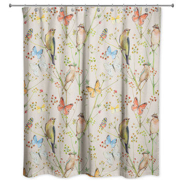 Birds And Butterflies 5 71x74 Shower Curtain