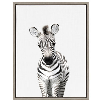 Sylvie Baby Zebra Animal Print Framed Canvas Wall Art by Amy Peterson, 18"x24"