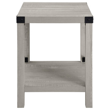 Metal X Rustic Wood Side Table, Gray Wash