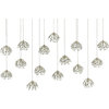 Crystal Bud Linear Pendant Painted Silver, Contemporary Silver Leaf, Small