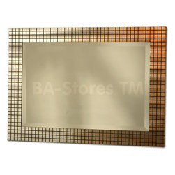 Bronze Grid Mirror in Bronze and Silver Frame - Wall Mirrors