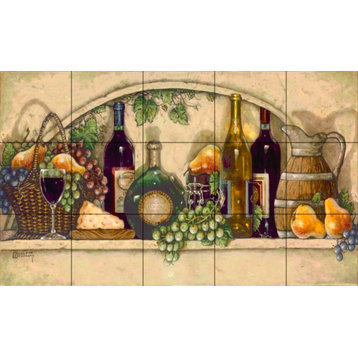 Tile Mural Kitchen Backsplash Wine Fruit and Cheese Pantry II-JK