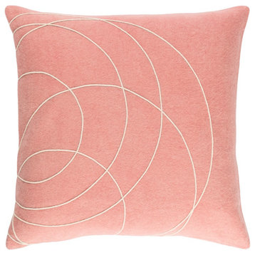 Solid Bold by B. Berk for Surya Down Pillow, Mauve/Cream, 22'x22'