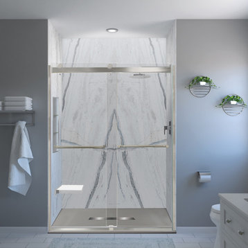 Transolid Titan Bookmatched Shower Wall Kit, Savanna Grey (Glossy), 60-in X 36-in X 96-in