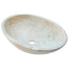 Troia Light Travertine Stone Oval Vessel Sink Polished, (W)16" (L)21" (H)6"