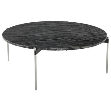 Pixie Black Wood Vein Stone Coffee Table, HGNA497