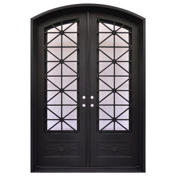 Exterior Front Entry Iron Double Door, 100"x76"