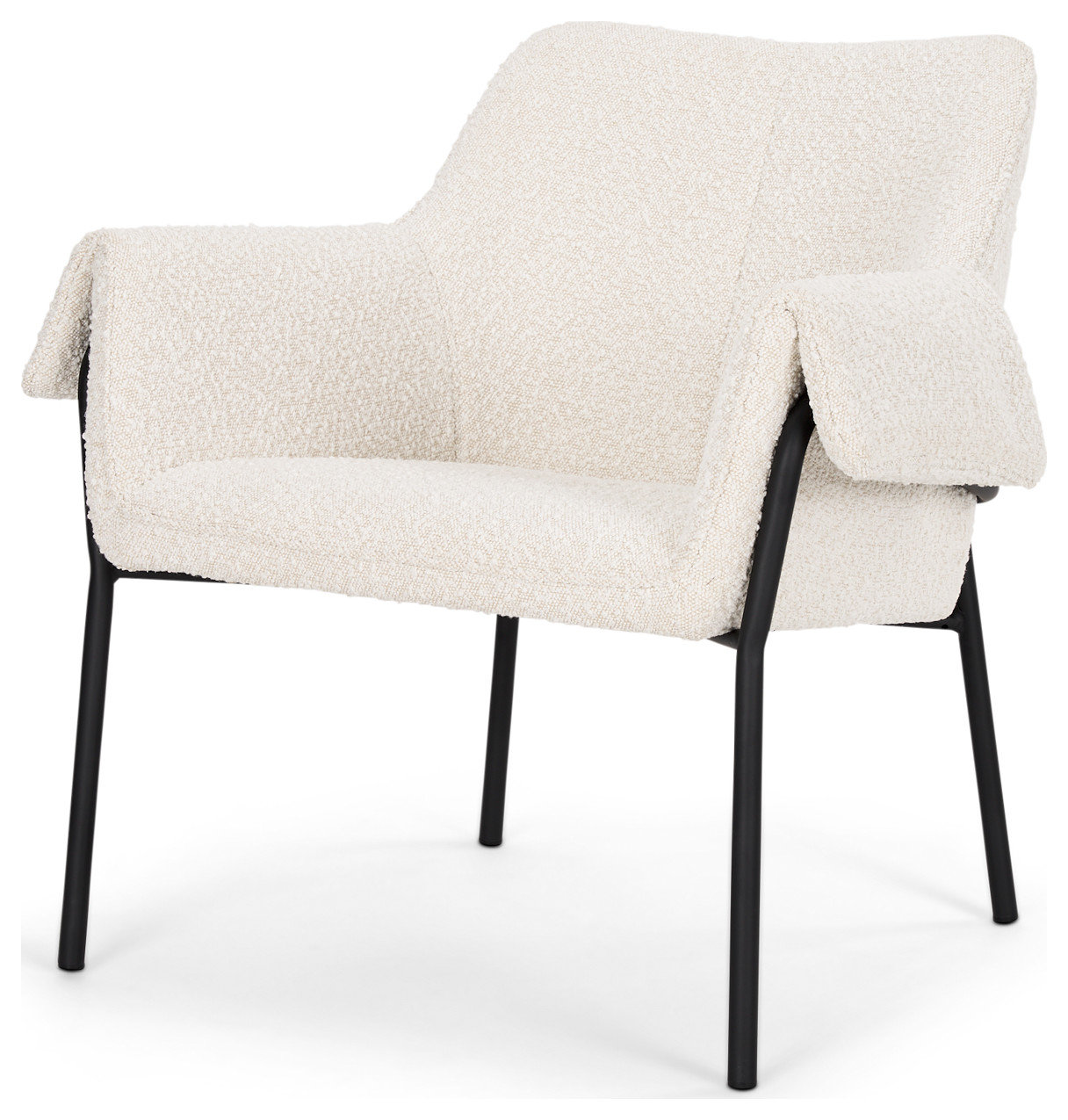 Brently Accent Chair With Cream Boucle Fabric and Matte Black Metal ...
