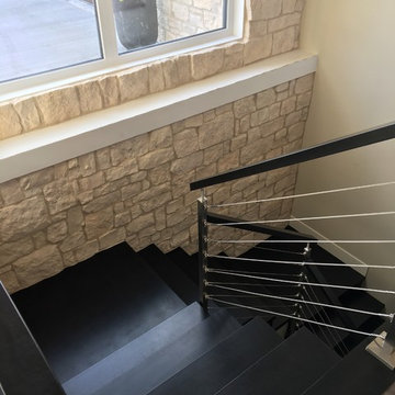 Closed Maple Stairs with Cable Railing