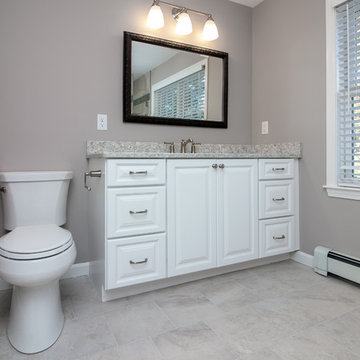 Contemporary Latte Vanity finish Bath Remodel w/ Bliss Mosaic tile wall accent