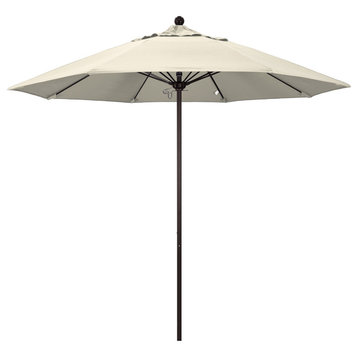 9' Bronze Push Lift Fiberglass Rib Aluminum Umbrella, Olefin, Antique Beige