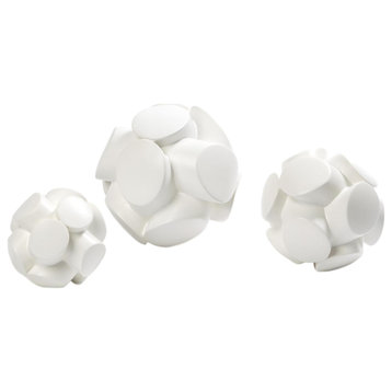 3-Piece MidCentury Modern Cubist Set, White
