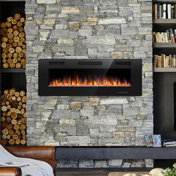 50" Insert & Wall Mounted Recessed Electric Fireplace Heater - Indoor Fireplaces