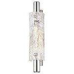 Hudson Valley Lighting - Harwich 1 Light Wall Sconce, Polished Nickel - Clean lines and a familiar silhouette pair with unique materials and thoughtful details to give Harwich an elevated look. A curved piastra glass shade hugs a thick cylindrical metal frame and rectangular backplate. The stunning textured glass technique looks glamorous and gives this piece a luxurious quality. Harwich is available as a 1-light or 2-light sconce in two finishes and can be mounted horizontally or vertically.
