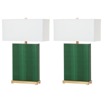 Safavieh Joyce Faux Snakeskin Table Lamps, Set of 2, Green, Gold