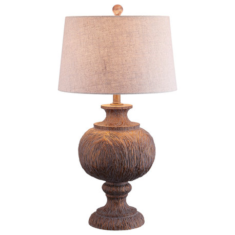 Scarlett 31" Resin Table Lamp, Dark Brown With Gray Shade