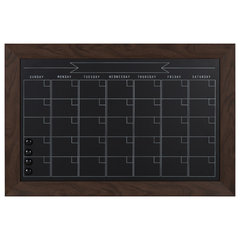 DesignOvation Beatrice Framed Magnetic Chalkboard Monthly Calendar White