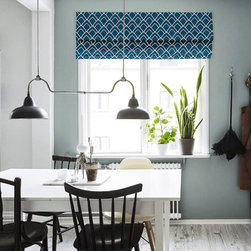 Quick Fix Washable Roman Window Shades Flat Fold , Blue Argyle C - Roman Shades