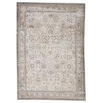 Jaipur Living - Vibe by Jaipur Living Odel Oriental Gray/White Area Rug, 6'7"x9'6" - The Sinclaire collection is a vintage-inspired assortment of faded traditional designs for a casual yet glam statement. The Odel rug boasts a stunning floral lattice motif with lustrous metallic details and a cream, gray, and silver colorway. The sleek polyester and polypropylene fibers of this luxe rug lend a chameleon-like shine, offering the unique blend of modernity and timeless distressing.