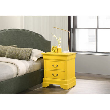 Glory Furniture Louis Phillipe 2 Drawer Nightstand in Yellow