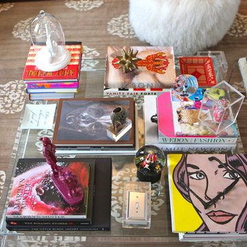 My coffee table is an ever-changing tableau upon which I display my art and obje