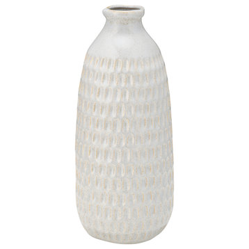 Ceramic 12" Dimpled Vase, Oatmeal