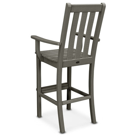 Polywood Vineyard Bar Arm Chair, Slate Gray