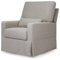 Comfortable Swiveling Glider, Padded Seat With Pillowback & Square Arms, Gray
