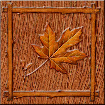 Tile Mural, Lodge Maple Leaf 1 by Dan Morris