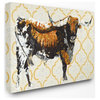 Gold Cow Animal Pattern Neutral Painting, 24"x30", Canvas Art