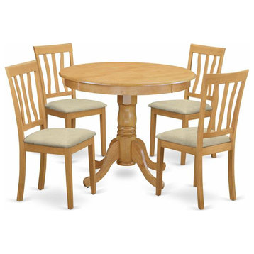 5-Piece Kitchen Nook Dining Set, Small Table and 4 Dining Chairs, Oak