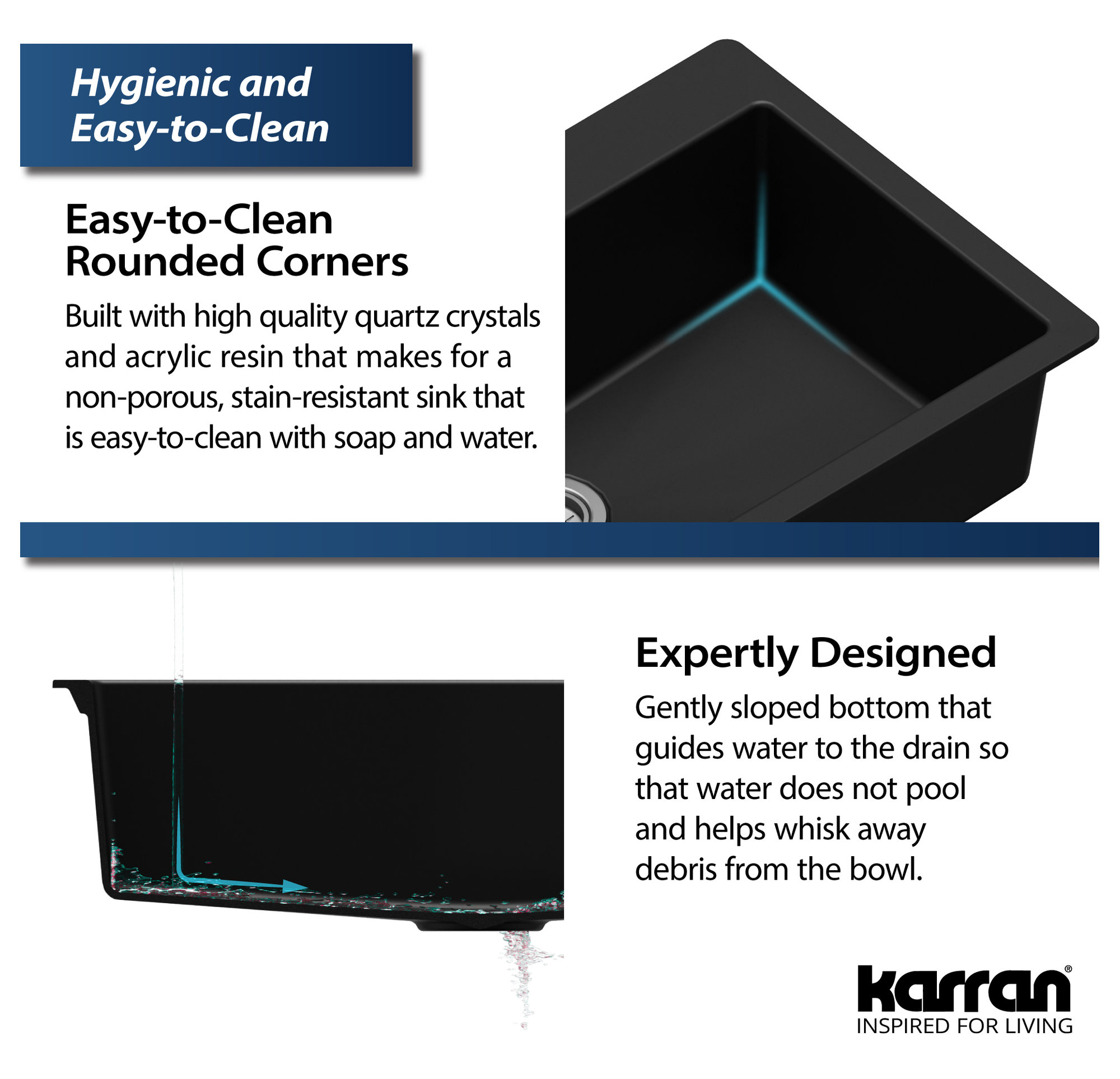 Karran Undermount Quartz 32" 60/40 Double Bowl Kitchen Sink Kit, Concrete
