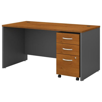 Series C 60W Office Desk with Drawers in Natural Cherry - Engineered Wood