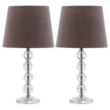 Safavieh Nola Stacked Crystal Ball Lamps, Set of 2, Clear/Gray Shade