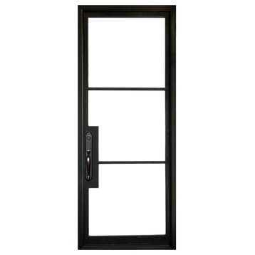 Vision Steel 39"x81" Wrought Iron Door, 6" Jamb, Matte Black, Left Hand