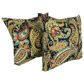 Outdoor Patterned Polyester 25" Jumbo Throw Pillows, Set of 2, Hadia Franco Noir