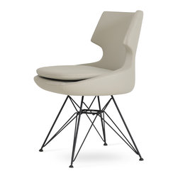 PATARA TOWER BLACK POWDER-LIGHT GREY LEATHERETTE - Dining Chairs