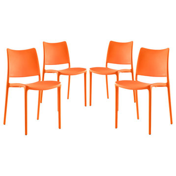 Hipster Dining Side Chairs Set of 4, Orange