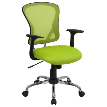 Mid-Back Green Mesh Swivel Task Office Chair with Chrome Base and Arms